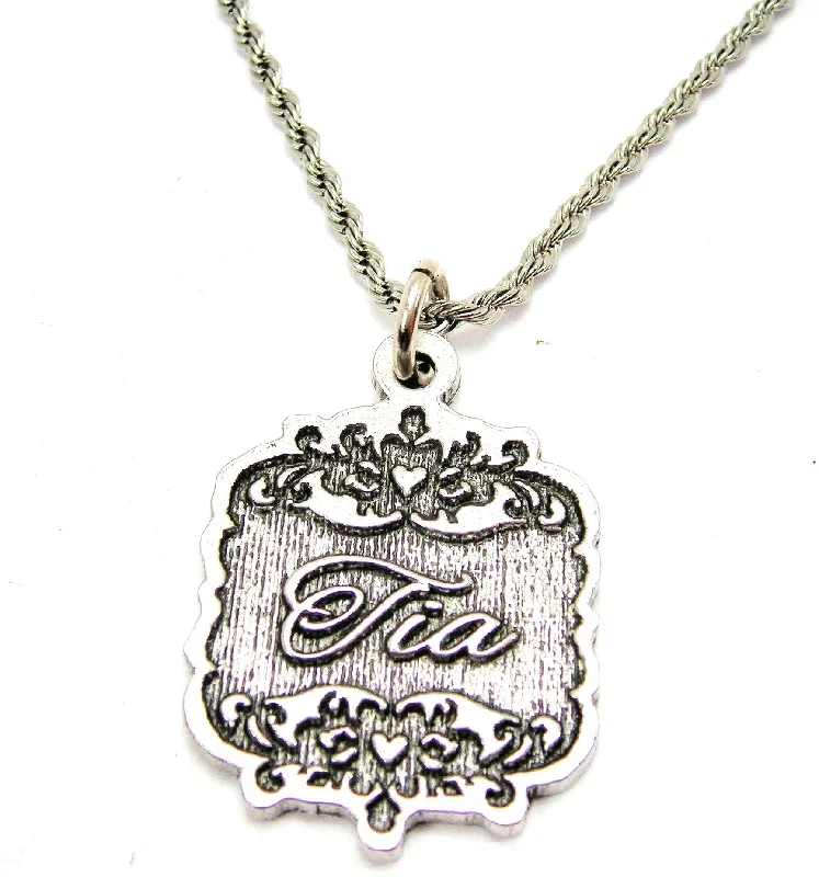 Diamond Pendant Necklace-Tia Victorian Scroll Single Charm Necklace