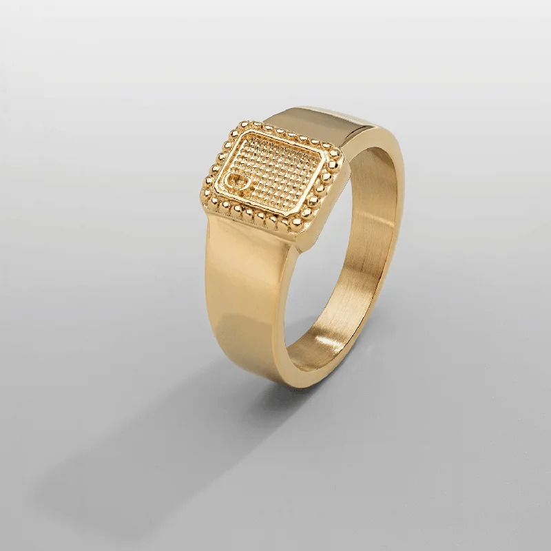 Personalized Birthstone Ring-Royal Signet Ring (Gold)