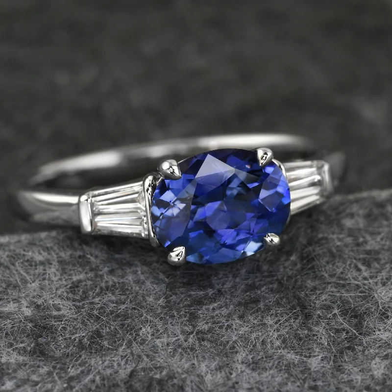 Personalized Wedding Ring Set-Beguiling Blue Sapphire Ring