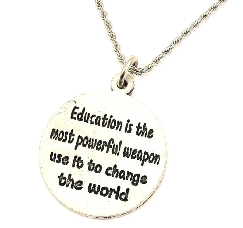 Personalized Birthstone Necklace-Education Is The Most Powerful Weapon Single Charm Necklace