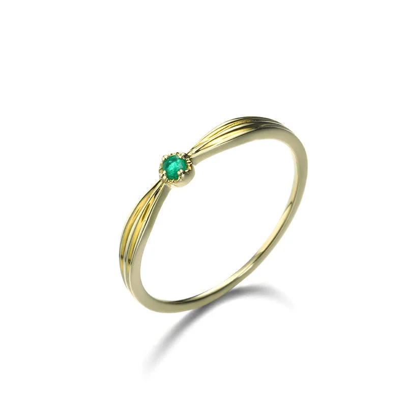 Large Gemstone Ring-Natural Emerald Gold Ring | 9K Gold