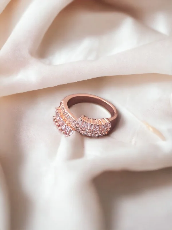 Princess Cut Sapphire Ring-Rose Gold Pallavi Zirconia Ring - EOSS