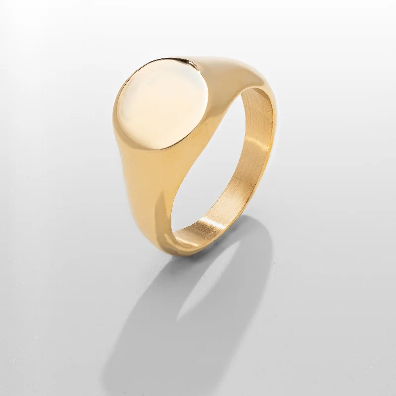 Wedding Band for Men-Round Signet Ring (Gold)