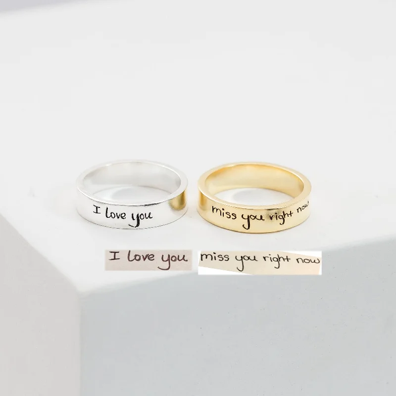 Rose Gold Band Ring-Handwriting Band