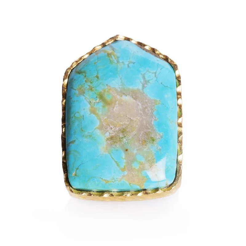 Silver Signet Ring for Men-Shield Ring - Turquoise