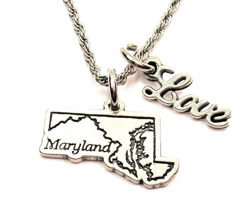 Antique Gold Necklace-Maryland 20" Chain Necklace With Cursive Love Accent