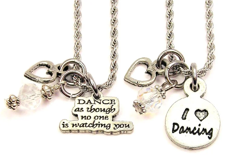 Bar Pendant Necklace-I Love Dancing Set Of 2 Rope Chain Necklaces