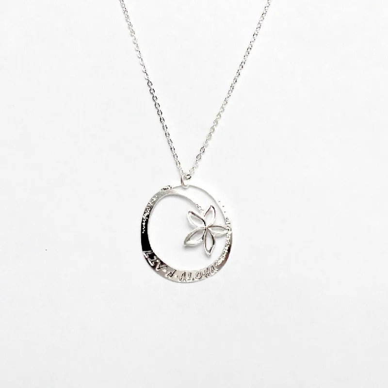 Sterling Silver Necklace-Signature Liv-n-Aloha Necklace