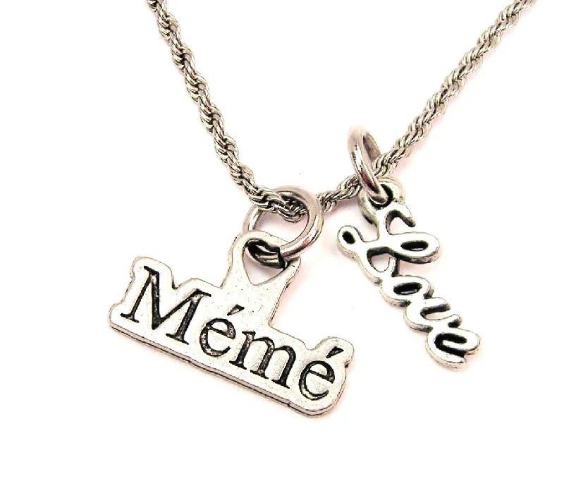 Silver Necklace with Stones-Meme 20" Chain Necklace With Cursive Love Accent