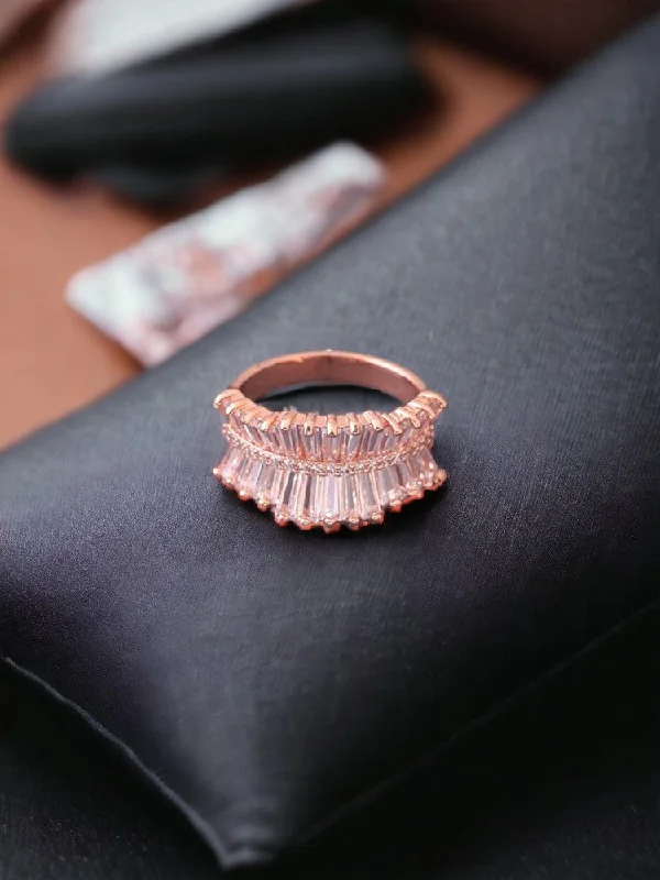 Wedding Ring with Sapphire Stones-Rose Gold Myra Zirconia Ring - EOSS