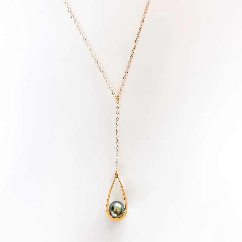 Casual Silver Necklace-Tahitian Pearl Teardrop Necklace