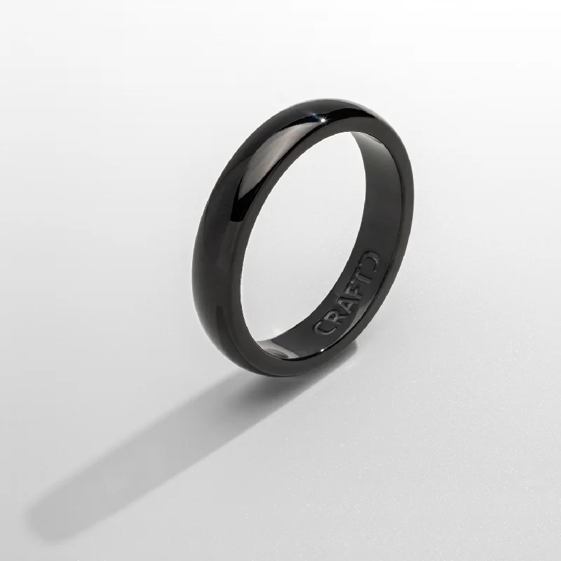 Custom Wedding Ring Set-Round Band Ring (Black) 5mm