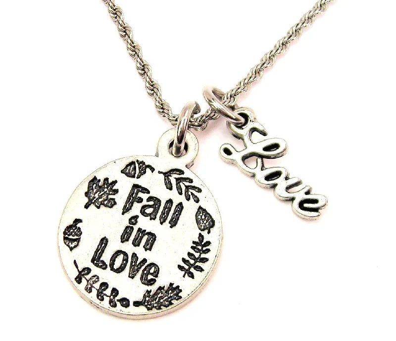 Dainty Silver Necklace-Fall In Love 20" Chain Necklace With Cursive Love Accent