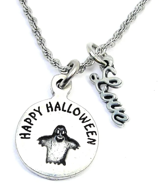 Choker Necklace for Women-Happy Halloween With Ghost 20" Rope Necklace With Love