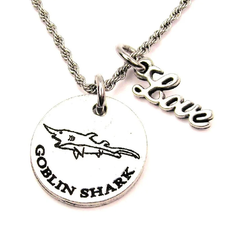 Gold Chain Necklace for Men-Goblin Shark 20" Chain Necklace With Cursive Love Accent