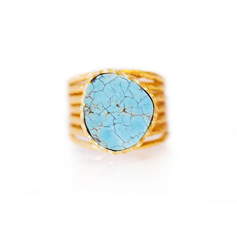 Platinum Diamond Ring-Stackable Ring - Turquoise