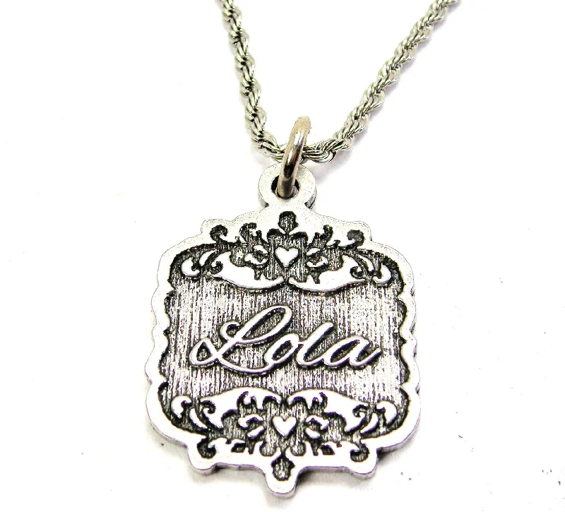 Dainty Silver Necklace-Lola Victorian Scroll Single Charm Necklace