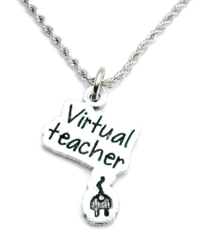 Artistic Statement Necklace-Virtual Teacher Single Charm Necklace