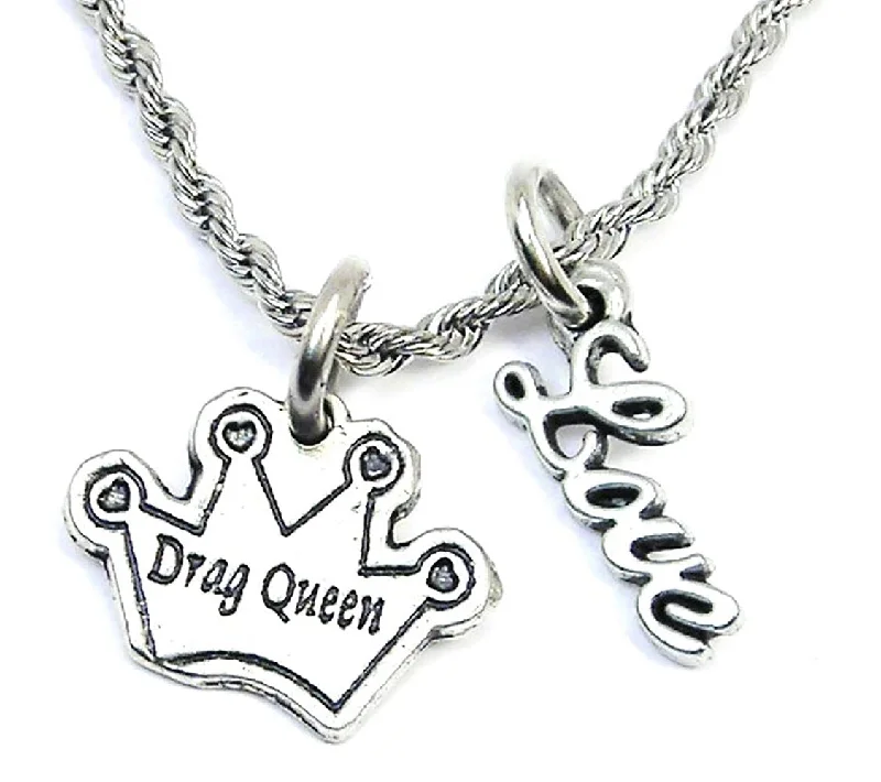 Luxury Gold Necklace-Drag Queen Crown 20" Rope Necklace With Love