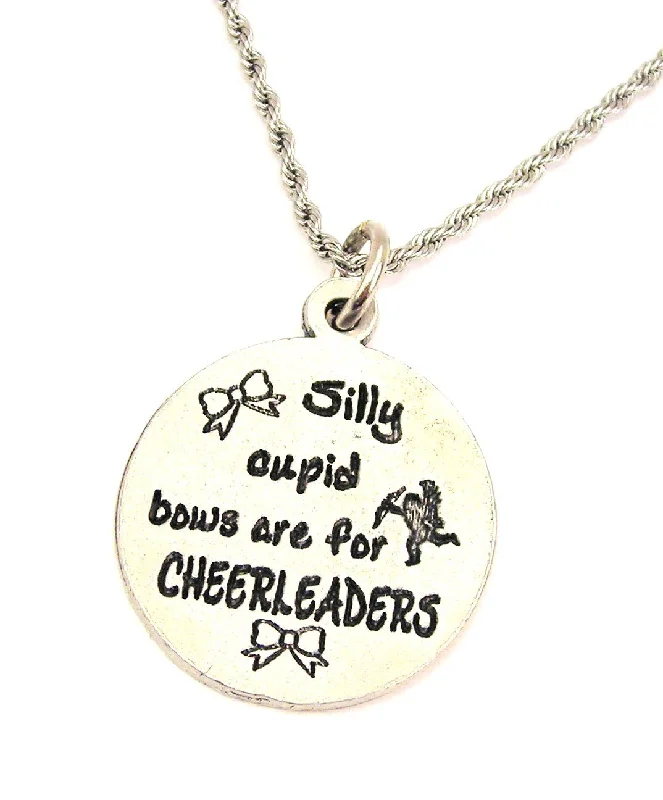 Crystal Pendant Necklace-Silly Cupid Bows Are For Cheerleaders Single Charm Necklace