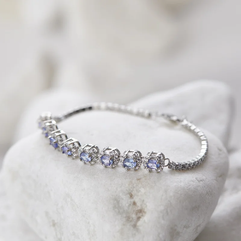 Custom Heart Bracelet-Elegant Blue Sapphire Bracelet