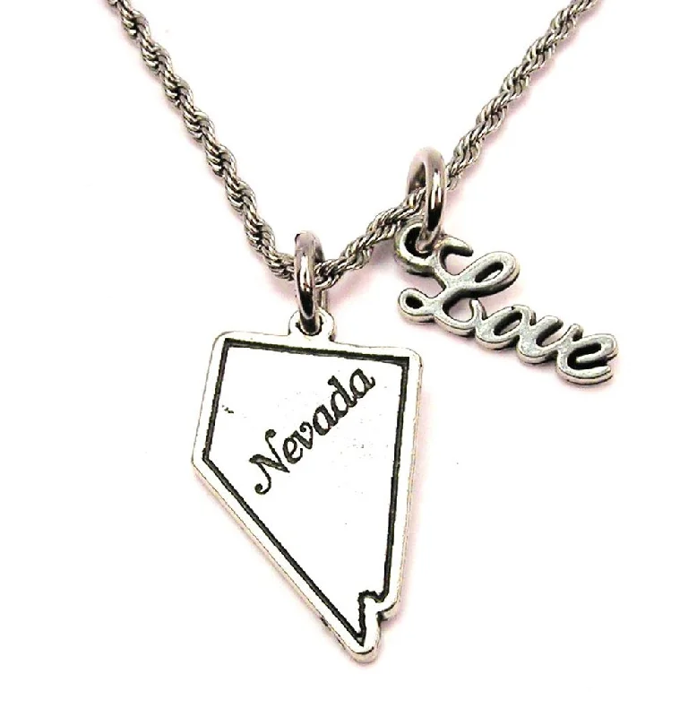 Handmade Pendant Necklace-Nevada 20" Chain Necklace With Cursive Love Accent