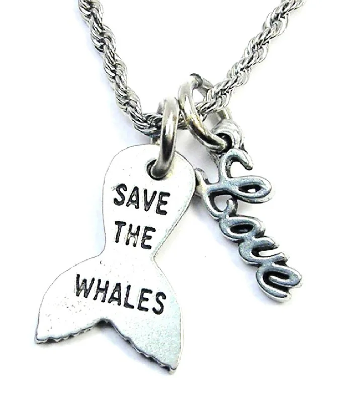 Gold Chain Necklace for Men-Save The Whales 20" Rope Necklace With Love