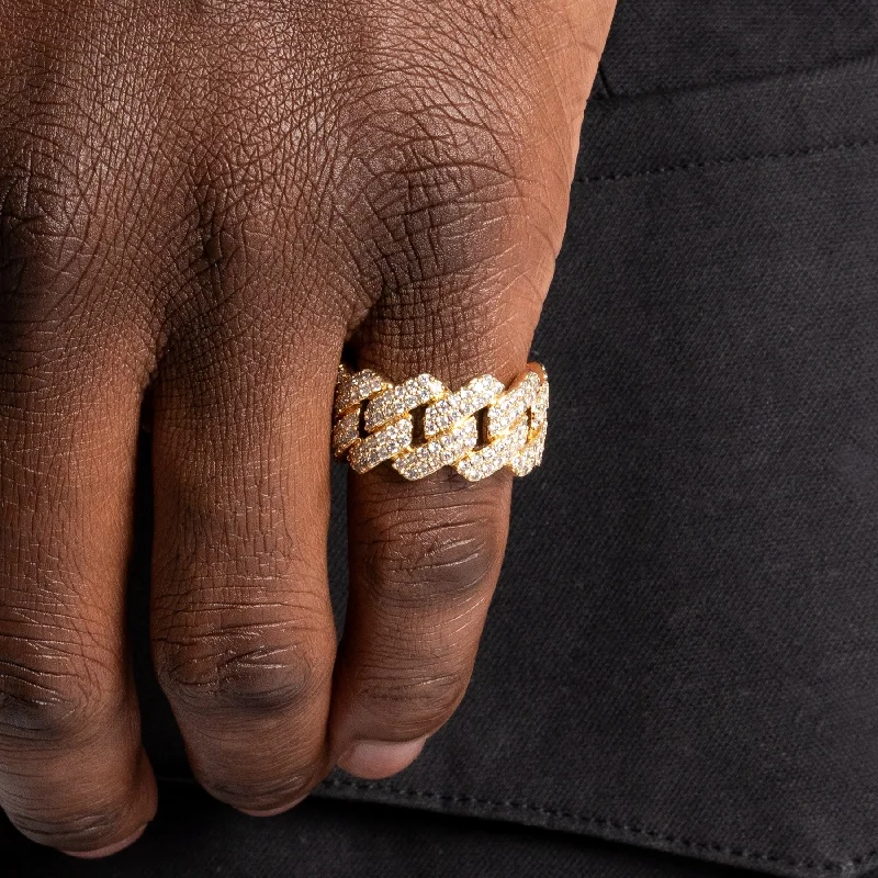 Custom Ring for Anniversary-Prong Cuban Ring Gold