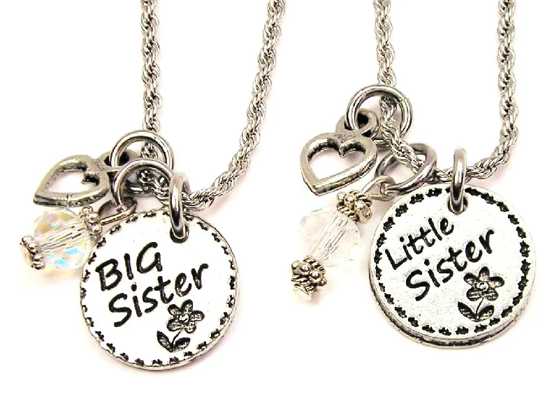 Custom Name Necklace for Gift-Big Sister And Little Sister Set Of 2 Rope Chain Necklaces