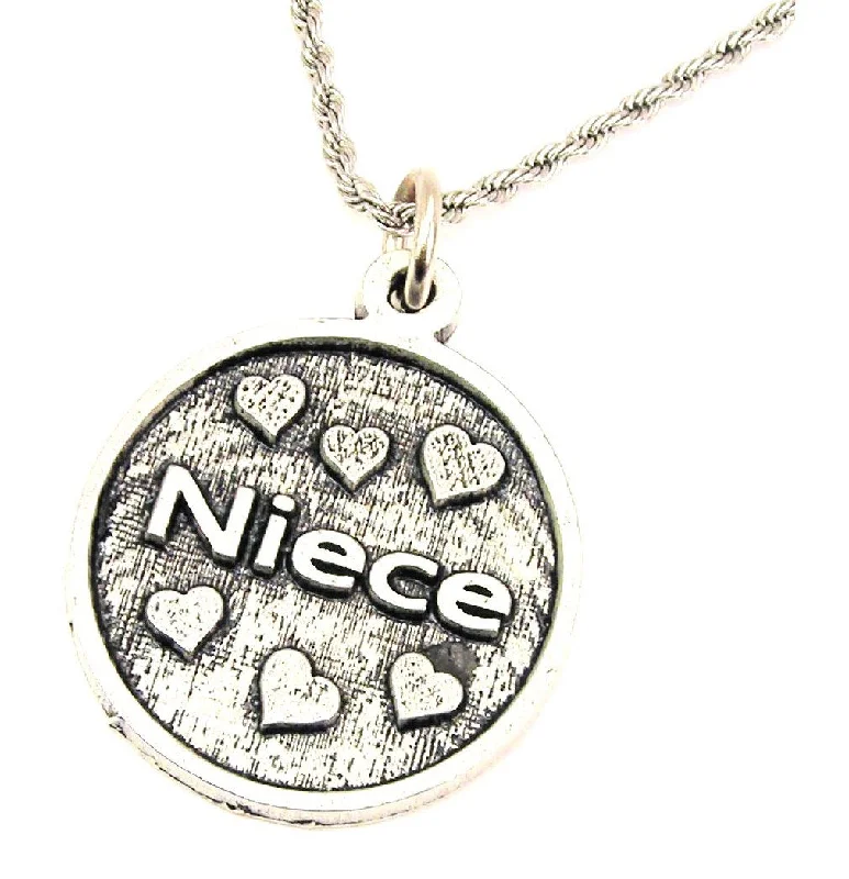 Handmade Pendant Necklace-Niece With Hearts Single Charm Necklace