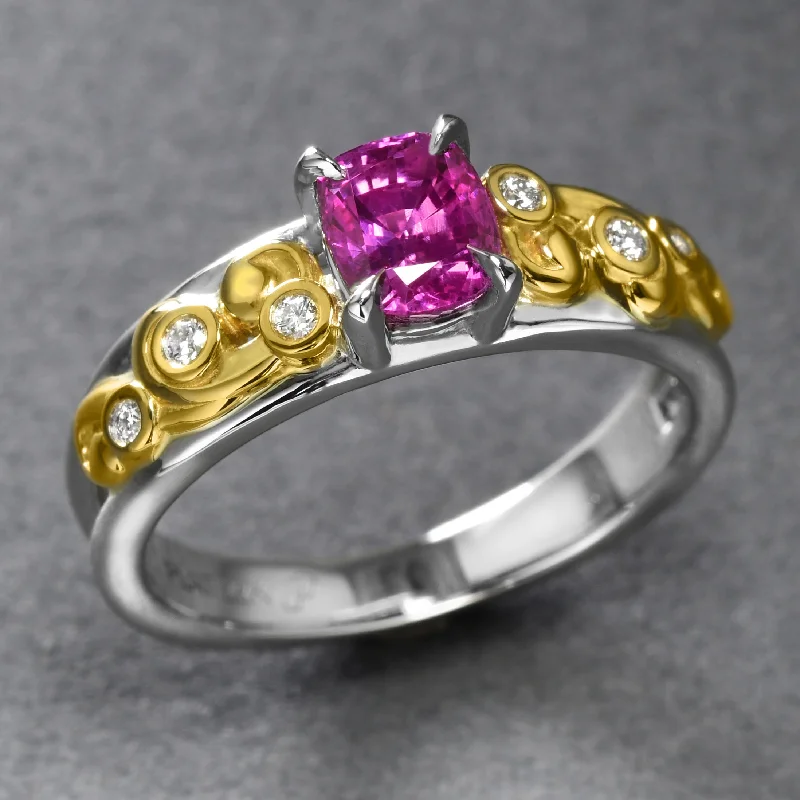 Birthstone Engagement Ring-Baroque Natural Pink Sapphire Ring