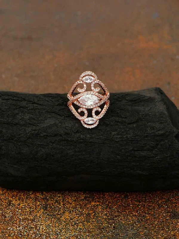 Two-Tone Engagement Ring-Rose Gold Sushmita Zirconia Ring - EOSS