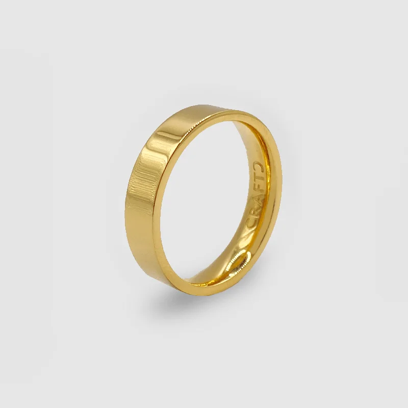 Stylish Gold Ring-Flat Band Ring (Gold) 5mm