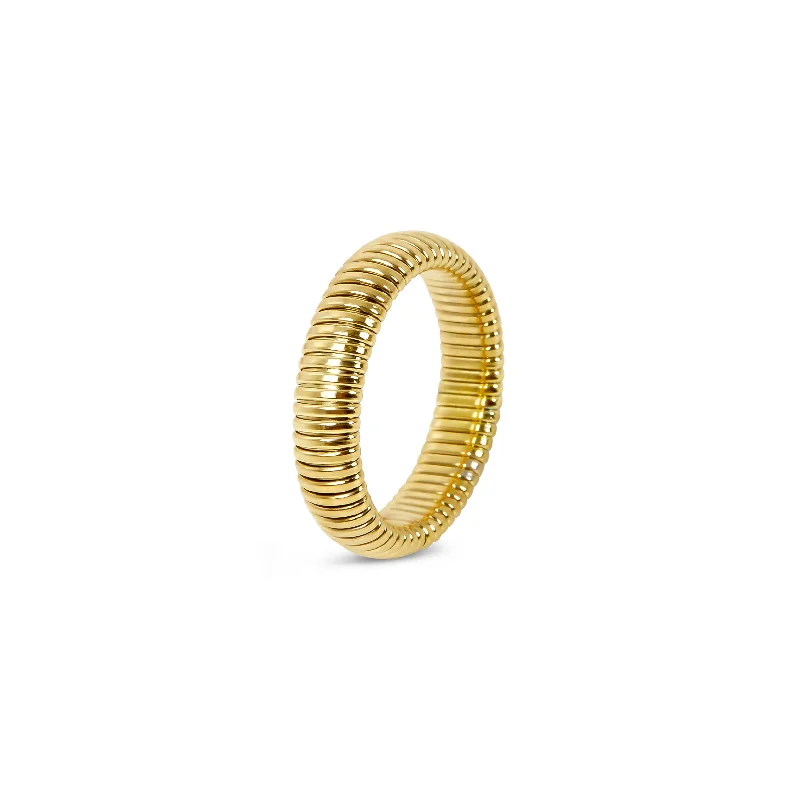 Men's Stainless Steel Ring-Pisa Minimal Ring - Gold