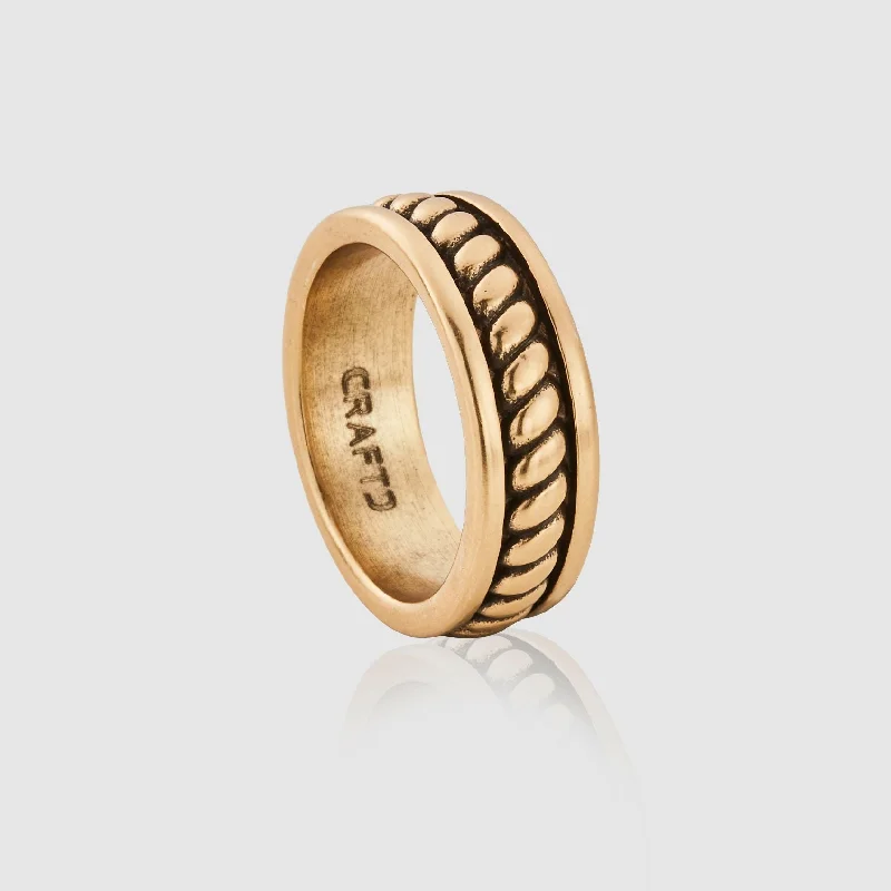 Modern Rose Gold Engagement Ring-Rope Ring (Gold)