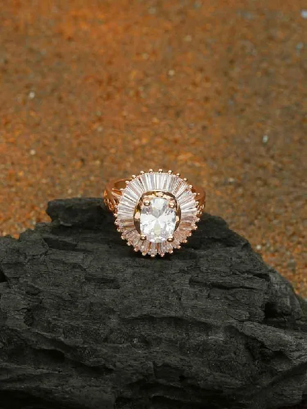 Classic Wedding Band Set-Rose Gold Upasna Zirconia Ring - EOSS