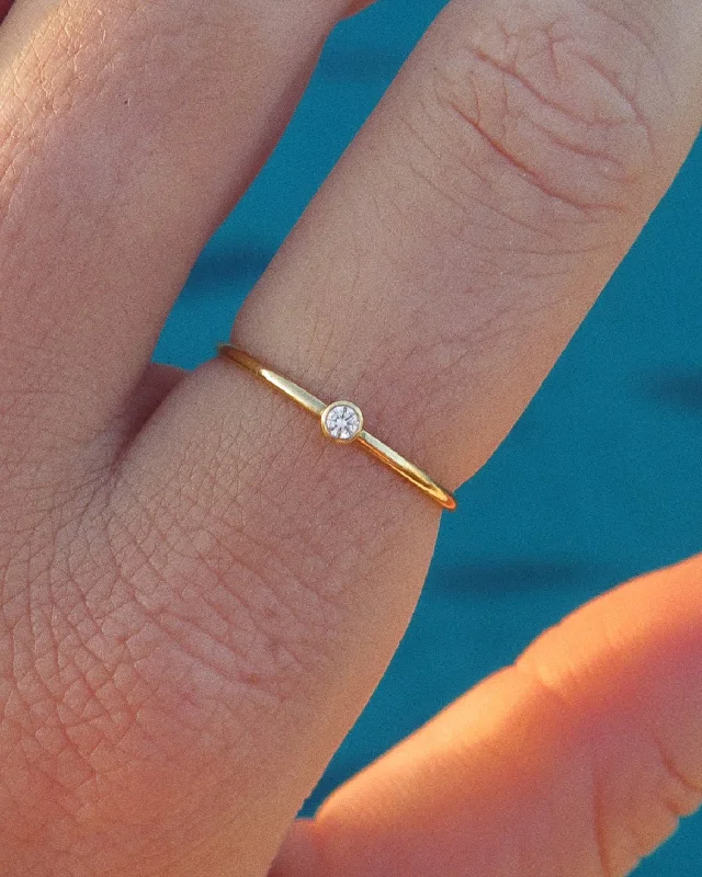 Diamond Halo Engagement Ring-White CZ Ring - 14k Yellow Gold Fill