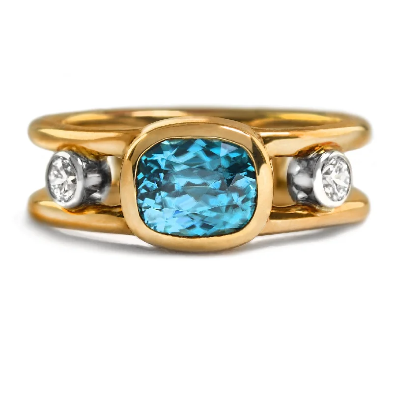 Unique Engagement Ring-Majestic Blue Zircon Ring By Plante Jewelers