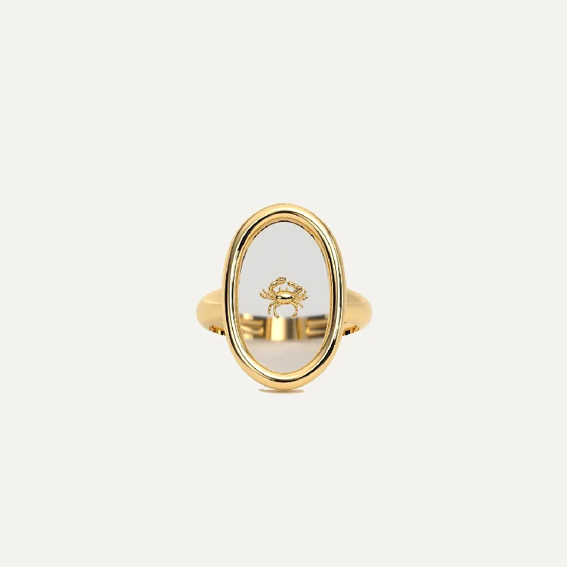 Matching Couple Rings-18K Gold oval Resin Charm Ring