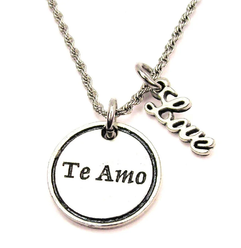 Silver Infinity Necklace-Te Amo 20" Chain Necklace With Cursive Love Accent