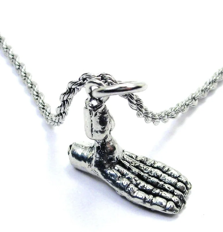 Contemporary Necklace for Women-Skeleton Foot Single Charm Necklace