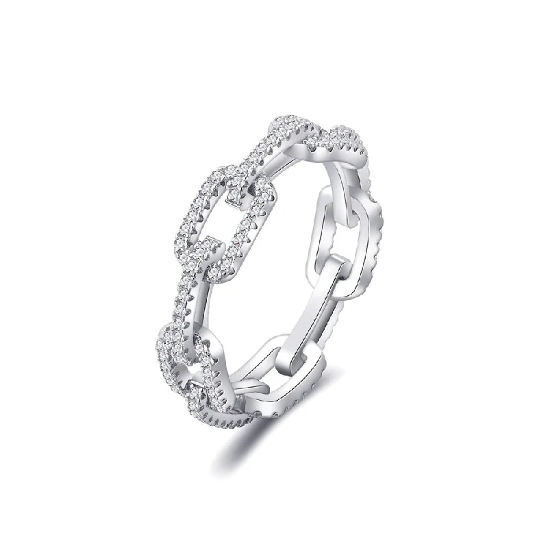 Men's Signet Ring-Iced Cable Interlinked Ring Band | S925 | CZ